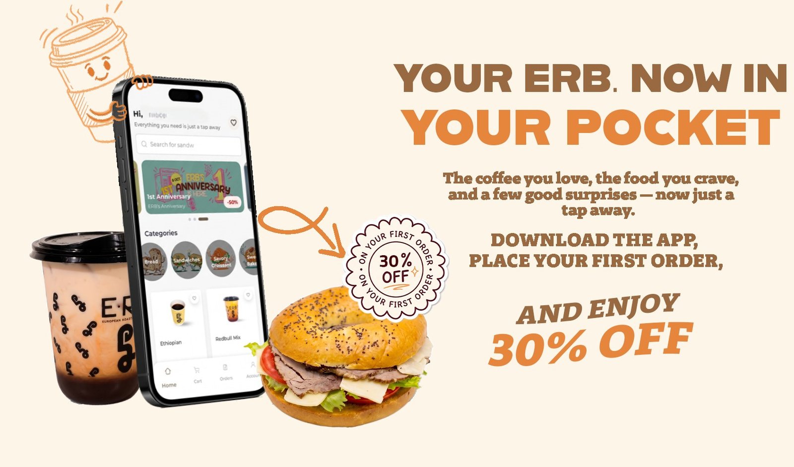 Your ERB. Now in your pocket — Download the app, place your first order, and enjoy 30% off